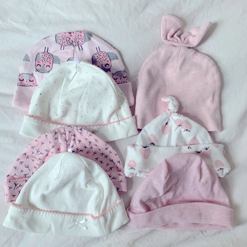 Assorted newborn hats for baby girl